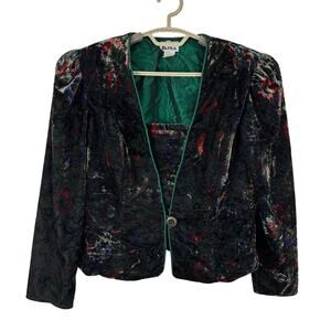 Vintage Velvet Dark Floral Jacket 12 Petite Renaissance Cosplay Patra